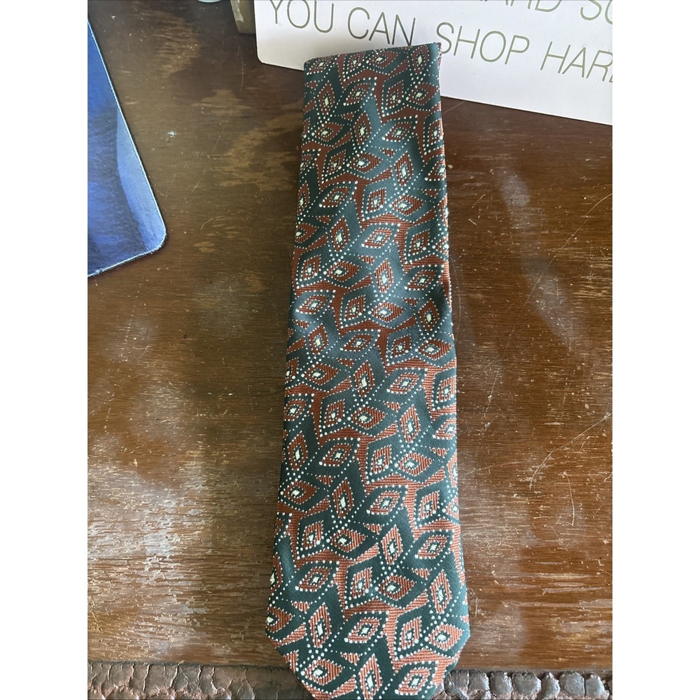 Vintage Johnny Carson Mens Tie Necktie 1960's 1970's  MCM 54" Brown Green